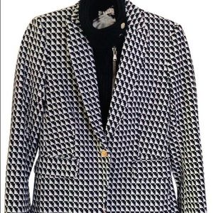 Veronica Beard Navy and White Houndstooth Blazer